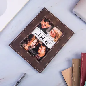 Moldura de foto de couro com laser, imagem de couro personalizada, costurada, para parede ou tablet