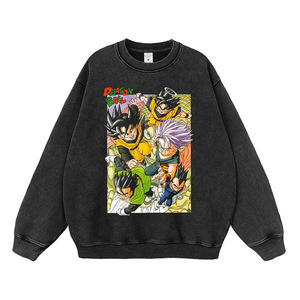 Sudadera Personalizada <span class=keywords><strong>de</strong></span> Algodón Negro Grueso con Lavado Ácido, Diseño Gráfico Vintage <span class=keywords><strong>de</strong></span> <span class=keywords><strong>Dragon</strong></span> <span class=keywords><strong>Ball</strong></span> Z, Trunks, Goku, Vegeta, Anime, Camiseta para Hombre, Sudadera con Capucha - Product Image 5