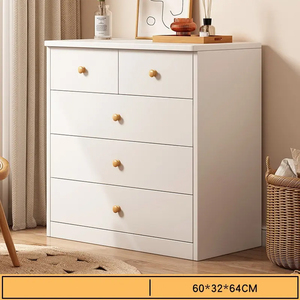 <span class=keywords><strong>Commode</strong></span> de chambre autoportante au design moderne en bois massif, avec rangement et organisateur, blanche - Product Image 4