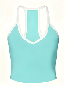SWEET BABE Camiseta sin mangas con cuello en V de color liso para mujer, estilo deportivo, longitud regular - Product Image 3