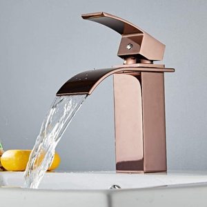Rubinetto per lavabo da bagno in oro <span class=keywords><strong>rosa</strong></span> rubinetto per lavabo in oro <span class=keywords><strong>rosa</strong></span> caldo e freddo rubinetto per lavabo miscelatore a cascata quadrato in oro per bagno - Product Image 5