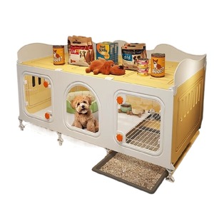 Jaula para Perros Pequeños de Interior con Inodoro Integrado, Villa para Cachorros 3 en 1, Caseta de Plástico para Mascotas con Dormitorio y Zona de Baño para Uso Doméstico - Product Image 1