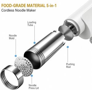 Machine à pâtes électrique sans fil 5-en-1, presse-purée rechargeable et poussoir à saucisses, facile à nettoyer pour pâtes maison et aliments pour bébés - Product Image 2