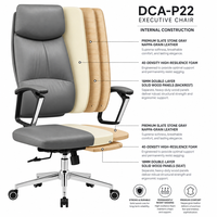 Chaise de bureau exécutive ergonomique à dossier haut en cuir, chaise de bureau pivotante en cuir Nappa, chaise de patron inclinable à 4 positions avec verrouillage