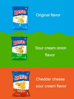 Chips Ruffles Sabor a Cebolla y Yogur, Sabor a Queso Cheddar y Crema Agria, 82g, Bocadillos Exóticos