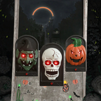Lanternes citrouilles d'Halloween en plastique, grandes, avec boutons en forme de crâne, sonores, pour décoration de maison hantée, salle secrète, bar, cadres de mariage