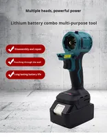 Ensemble d'outils électriques sans fil multifonctionnel, perceuse sans fil, kit combiné alimenté au lithium, outil multifonction oscillant, jardinage, travail du bois, bleu, puissant