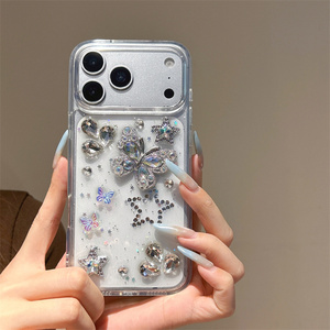 เคสโทรศัพท์มือถือลายผีเสื้อกากเพชรไล่เฉดสี ประดับเพชร สำหรับ iPhone 17 16 15 14 Pro Max  แบบ 3 มิติ  ลายดาวเรซิ่น DIY  ฝาหลังใสวิบวับ - Product Image 2