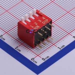 NDPL-04V DIP Switch Through hole Component (THT) Switch ( Number of Switch Sections: 4 )( Lead Spacing: 2.54mm )( Color: Red ) - Product Image 1