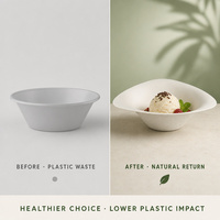 Tazón de Helado Compostable de Bagazo de Caña de Azúcar, Tazón Ovalado Ecológico Desechable para Postres, para Fiestas, Picnics, Cafés, Comida para Llevar, Alimentos Congelados
