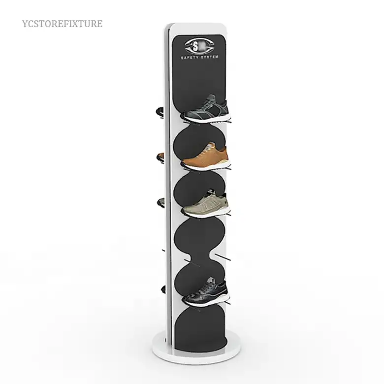 Online shopping retail store double sided stand shoe display for shop