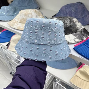 Sombreros de playa con protección solar de verano de alta calidad, sombrero de cubo personalizado desgastado de ala ancha de algodón Unisex - Product Image 3