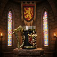 Nouveau Viking Tomahawk poignée crâne bière tasse nordique Viking tasse mythologie nordique bière Stein bataille hache tasses