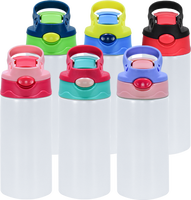 Vaso Térmico de Acero Inoxidable 304 para Sublimación en Blanco para Niños de 12 oz, Botella de Agua con Tapa Abatible