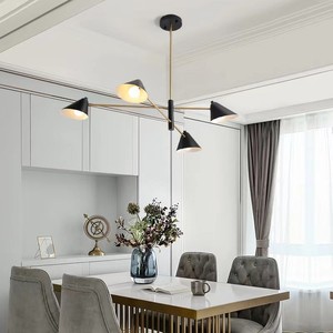 Nordic Minimalist Chandelier Black Iron Led Adjustable Height For Living Room Dining Room Home <b>Lighting</b> Fixtures - Product Image 2