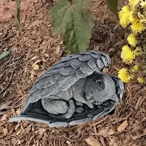 Scultura Commemorativa di Gatto in Resina - Design di Gattino Dormiente con Ali, Ideale come Decorazione per Tomba di Animali Domestici in Giardino - Product Image 4