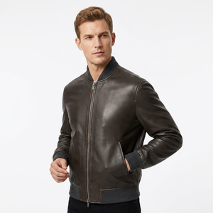 Chaqueta de Cuero Tipo Bomber Negra Extra Grande para Hombre, Cuero Genuino Premium, Impermeable, Estilo Urbano, Hip Hop, Moda de Invierno - Product Image 1