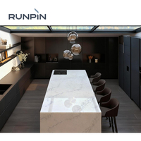 Panneaux muraux en pierre de quartz artificielle RUNPIN, dalle en pierre de quartz blanche polie, imperméable, comptoirs de cuisine modernes en quartz, dalles, briques