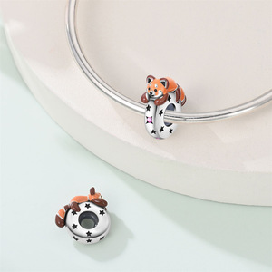 Abalorios de mariposa, flor y mariquita con clip, de cobre bañado en plata, con circonitas y esmalte, tipo tope, para pulsera - Product Image 6