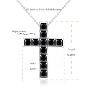 Collar Cruzado para Hombre Ruizan, Negro, con Certificado, Joyería de Moissanita de Alta Calidad - Product Image 5