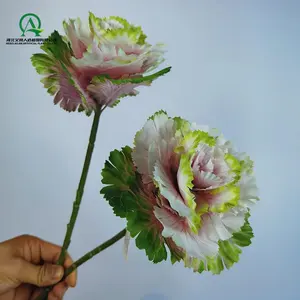 Ramos de flores de seda artificiais para decoração de casa, casamento, cozinha, repolho falso, hastes de flores rosas