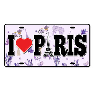 Impression de logo personnalisé en aluminium souvenir touristique voiture française Paris France plaque d'immatriculation - Product Image 2