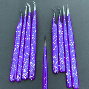 Professional Japanese Steel Powder Coated Lash Tweezers Pointed Tip for Volume Fans and Eyelash Isolation Work - Product Image 1