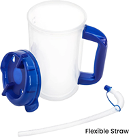 Gobelet isotherme double paroi de 32 oz pour hôpital avec poignée et paille, en plastique, pour boisson