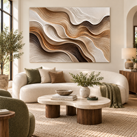 Peinture murale texturée 3D beige-brun de qualité supérieure, sculpture en relief en plâtre pour la décoration de hall d'hôtel, villa, salon
