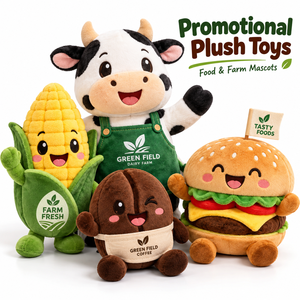 Peluche personnalisée en forme de nourriture 20cm 25cm : Burger, Maïs, Grains de café – Mascotte de restaurant, jouet promotionnel en peluche - Product Image 1