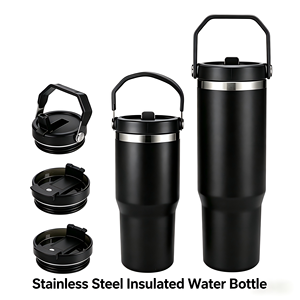 Customizable 3-Lid Design Stainless Steel <strong>Water</strong> <strong>Bottle</strong> | 900ml <strong>Extra</strong> <strong>Large</strong> Capacity Tumbler with Carry Handle for Outdoor/Office - Product Image 1