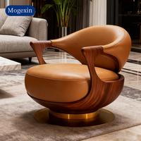 Fauteuil en cuir antique de luxe italien, design européen moderne, bleu, pour hôtel, villa, salon