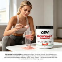 Poudre pré-entraînement OEM sous marque privée 245g Pastèque 320mg Caféine 3.2g Bêta-Alanine Mélange d'électrolytes Complément sportif
