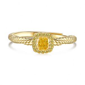 Dylam Minimalist Design Tiny Sterling Silver 18K Gold Plated Twisted <b>Open</b> Adjustable Eternity Band Yellow 5A Zirconia <b>Rings</b> - Product Image 1