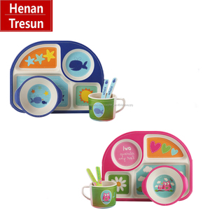<span class=keywords><strong>Amazon</strong></span> 5 piezas de bambú de fibra de los niños conjunto Vajilla para niños - Product Image 2