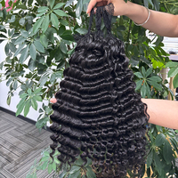 Cheveux humains 100% naturels, en vrac, réutilisables, noirs, ondulés profonds, plumes de cheveux pour tressage au crochet