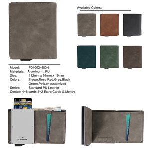 Aluminum <b>RFID</b> <b>blocking</b> <b>wallet</b> Men's short leather card holder Minimalist fold closure <b>wallet</b> Front pocket <b>wallet</b> - Product Image 4