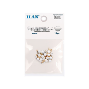 Ciondolo adesivo con perle Ilan da 6 mm, 18 pezzi, per orecchini e gioielli - Product Image 1