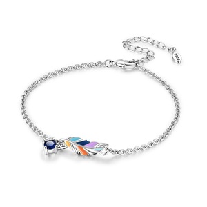 Pulsera de Plata <span class=keywords><strong>925</strong></span> con Moissanita, Diseño de Corona y Pluma Bohemia, Estilo Cristiano, Venta Caliente Transfronteriza - Product Image 6