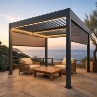 Pergola de luxe en aluminium avec toit à lames motorisées, bioclimatique, imperméable, pare-soleil, télécommandée pour jardin, terrasse