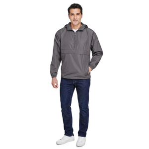 Custom Logo Reflective Stand Front Windbreaker <b>Half</b> <b>Zip</b> Activewear Wind Resistant Run Lightweight Waterproof Shell <b>Jacket</b> <b>Men</b> - Product Image 1