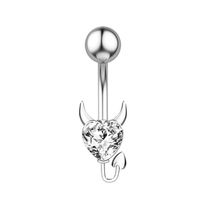 Anillo de ombligo de acero inoxidable con forma de corazón doble, anillos colgantes de circón de mariposa con incrustaciones de <span class=keywords><strong>Piercing</strong></span> para el cuerpo para bodas - Product Image 2