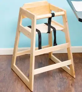 كرسي خشبي للأطفال عالي بتصميم جديد قابل للتكديس على بعضه أثاث للأطفال