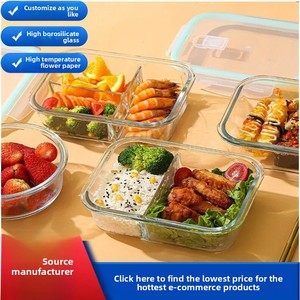 Boîtes alimentaires en verre compartimentées sans BPA, hermétiques et anti-fuites, avec couvercle en plastique, pour la préparation des repas, compatibles four et micro-ondes. - Product Image 3