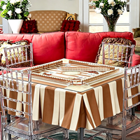Nappe en coton rayée à volants Mahjong 55" x 55" portable pour soirées poker et soirées jeux