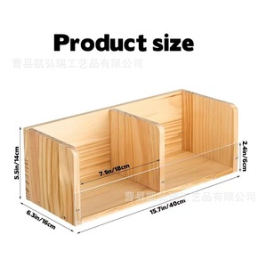 Wooden record storage <b>box</b>, desktop album playlist organizer, acrylic large capacity <b>CD</b> record rack - Product Image 4
