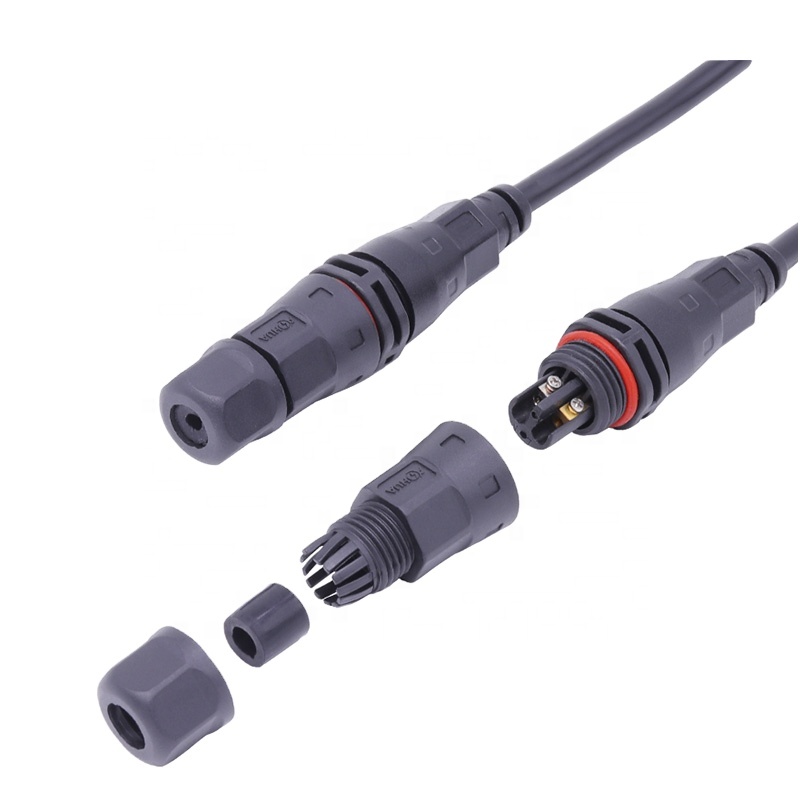 AOHUA M15 2pin 10A круговой, без пола, прямой, L-тип, кабель, ip65, водонепроницаемый электрический разъем для освещения проекта