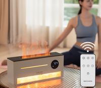 Diffuseur d'arômes intelligent à effet flamme de sel de cristal, humidificateur ultrasonique d'huiles essentielles, horloge numérique et minuteur, diffuseur de parfum de bureau