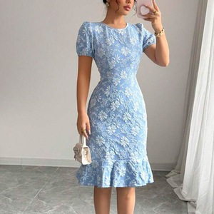 blue dress mid length Blue Knee Length Satin Short Prom Dress, Off the Shoulder Blue Homecom main image 1