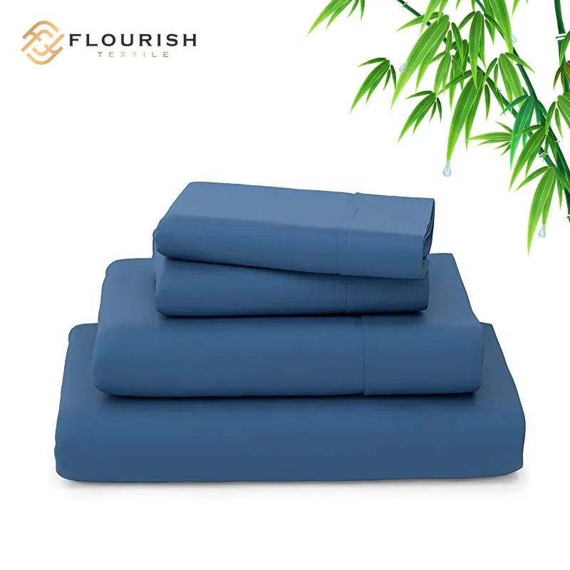 Flourish 50% bamboo lyocell+50% bamboo 300TC 173*120 60s*40s 1/4 copper bedsheet bedding set duvet cover